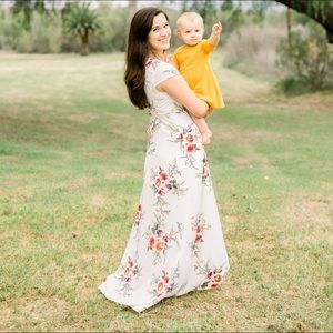 White floral wrap maxi dress